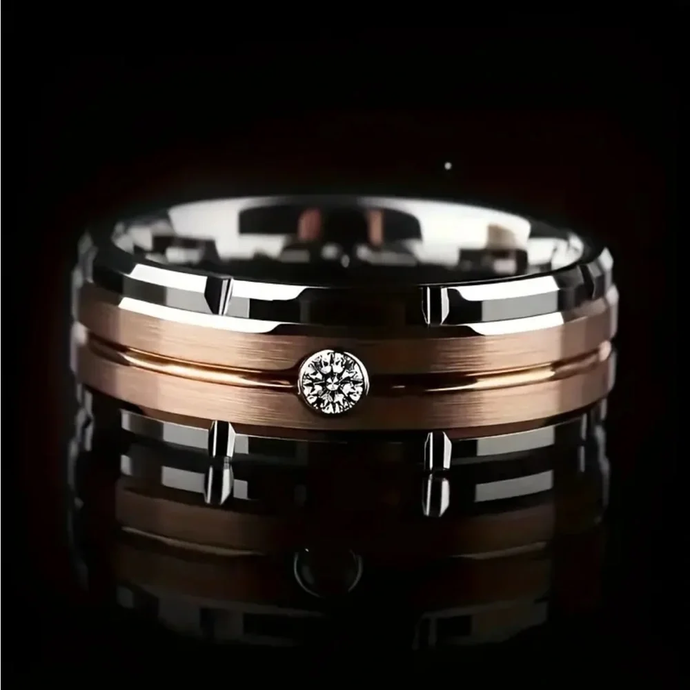 8mm Genuine Titanium Stainless Steel Unisex Commemorative Ring